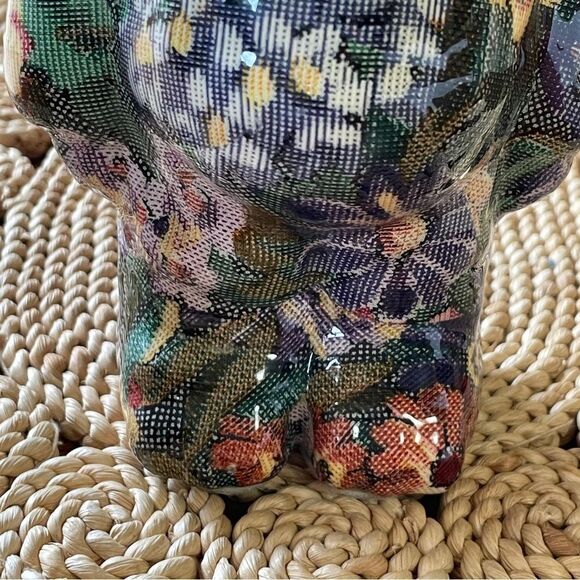 Joan Baker Designs Original Porcelain Decoupage Floral Patchwork Bear Figurine - Picture 4 of 10